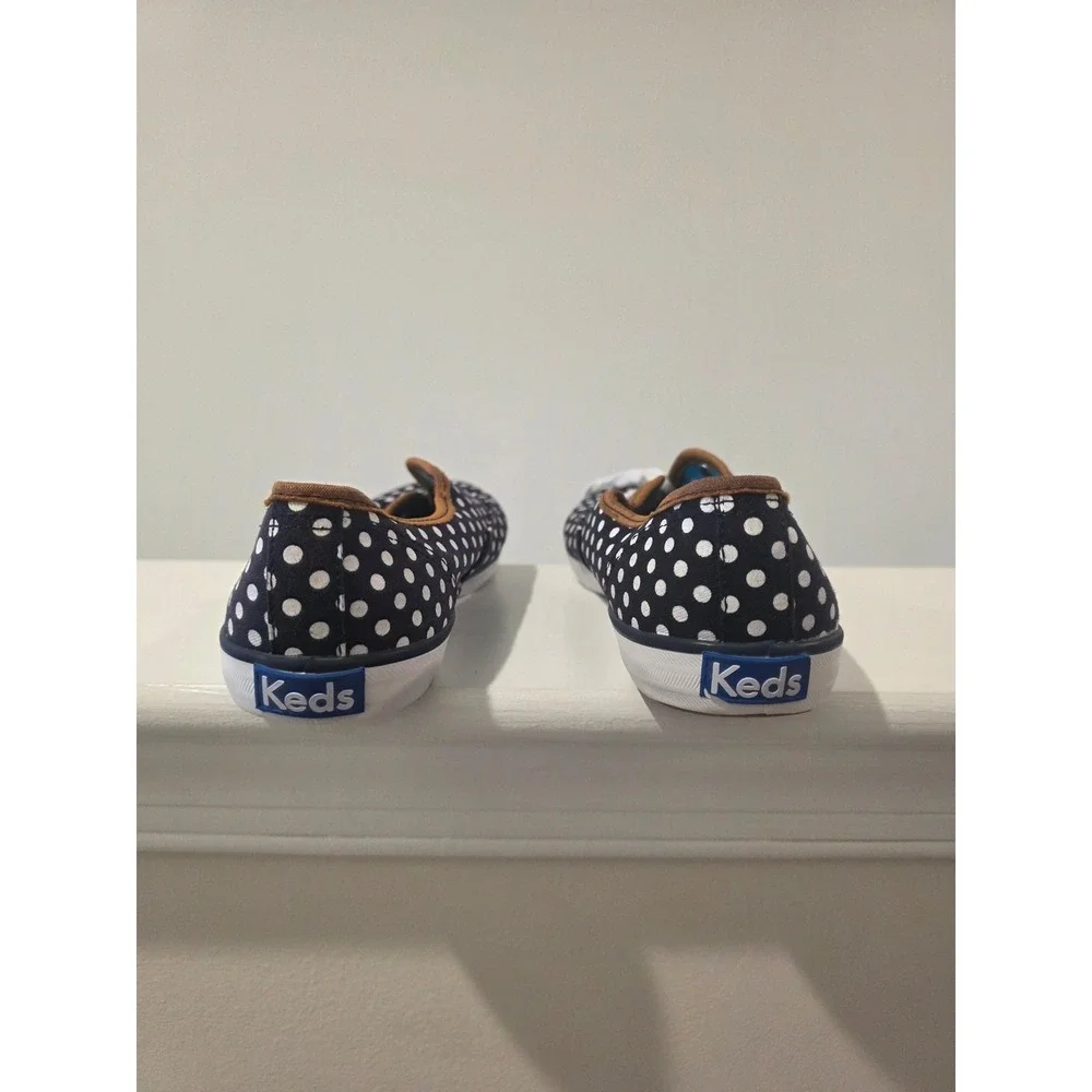 Women's‎ sz 7.5 Keds Champion Navy Blue White Polka Dot Canvas Sneakers WF45400M